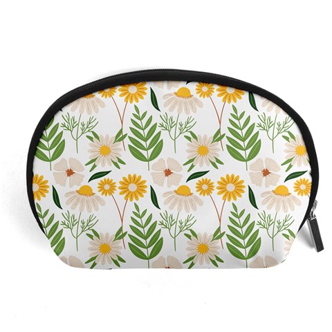 Flowers on a white background pattern                                                                    Accessory Pouch from ArtsNow.com Front