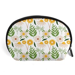 Flowers on a white background pattern                                                                    Accessory Pouch from ArtsNow.com Front