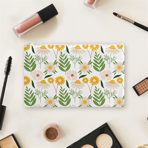 Flowers on a white background pattern                                                                    Cosmetic Bag from ArtsNow.com Front