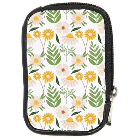 Flowers on a white background pattern                                                                    Compact Camera Leather Case from ArtsNow.com Front