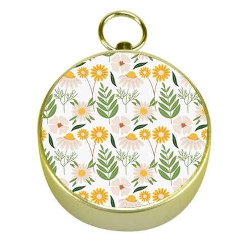 Flowers on a white background pattern                                                                    Gold Compass from ArtsNow.com Front