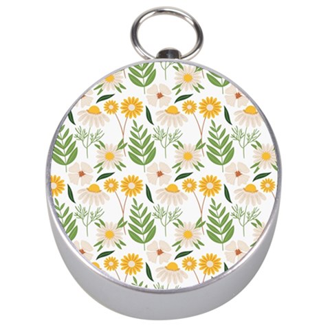 Flowers on a white background pattern                                                                    Silver Compass from ArtsNow.com Front