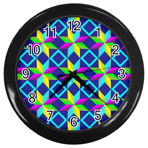 Colorful stars pattern                                                                     Wall Clock (Black) from ArtsNow.com Front