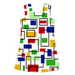 Colorful rectangles                                                                          Kids  Short Sleeve Velvet Dress from ArtsNow.com Front