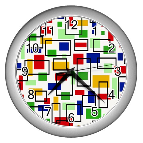 Colorful rectangles                                                                      Wall Clock (Silver) from ArtsNow.com Front