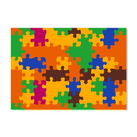 Retro colors puzzle pieces                                                                 Crystal Sticker (A4) from ArtsNow.com Front