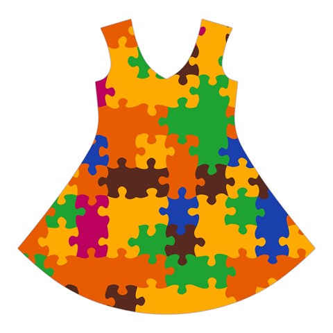 Retro colors puzzle pieces                                                                            Short Sleeve V Front