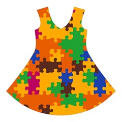 Retro colors puzzle pieces                                                                            Short Sleeve V Front