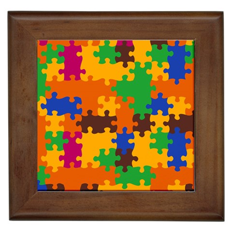 Retro colors puzzle pieces                                                                        Framed Tile from ArtsNow.com Front