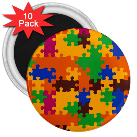 Retro colors puzzle pieces                                                                        3  Magnet (10 pack) from ArtsNow.com Front