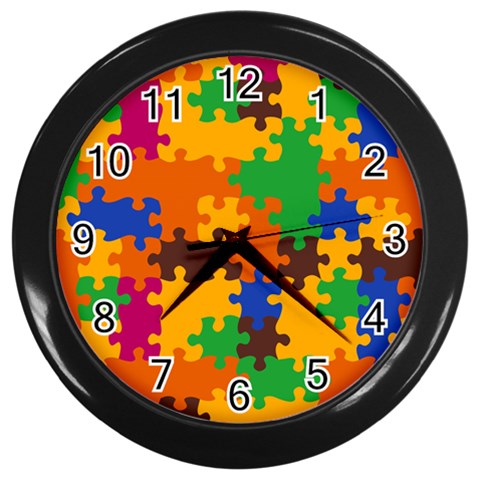 Retro colors puzzle pieces                                                                        Wall Clock (Black) from ArtsNow.com Front