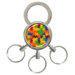 Retro colors puzzle pieces                                                                        3-Ring Key Chain