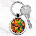 Retro colors puzzle pieces                                                                        Key Chain (Round)