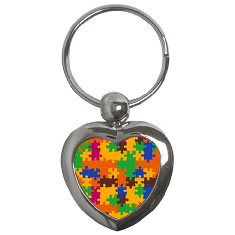 Retro colors puzzle pieces                                                                        Key Chain (Heart) from ArtsNow.com Front