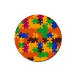 Retro colors puzzle pieces                                                                        Rubber Coaster (Round)