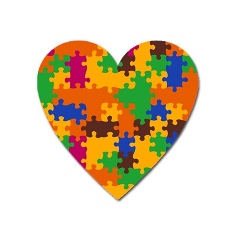 Retro colors puzzle pieces                                                                        Magnet (Heart) from ArtsNow.com Front