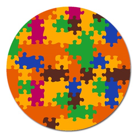 Retro colors puzzle pieces                                                                        Magnet 5  (Round) from ArtsNow.com Front