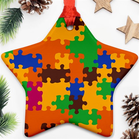 Retro colors puzzle pieces                                                                        Ornament (Star) from ArtsNow.com Front