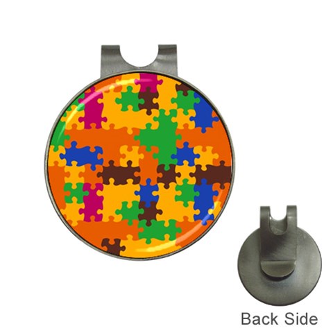 Retro colors puzzle pieces                                                                        Golf Ball Marker Hat Clip from ArtsNow.com Front