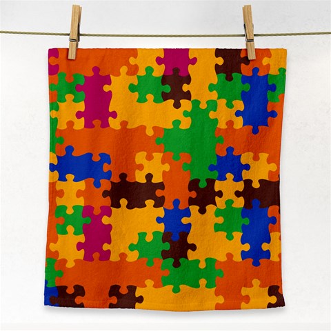 Retro colors puzzle pieces                                                                        Face Towel from ArtsNow.com Front