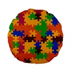 Retro colors puzzle pieces                                                                       Standard 15  Premium Flano Round Cushion