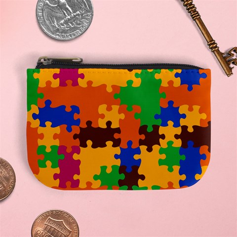 Retro colors puzzle pieces                                                                       Mini Coin Purse from ArtsNow.com Front