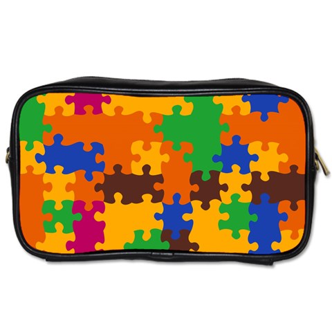 Retro colors puzzle pieces                                                                        Toiletries Bag (Two Sides) from ArtsNow.com Front