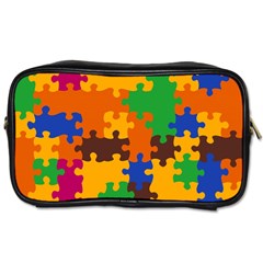 Retro colors puzzle pieces                                                                        Toiletries Bag (Two Sides) from ArtsNow.com Front