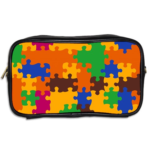 Retro colors puzzle pieces                                                                        Toiletries Bag (Two Sides) from ArtsNow.com Back