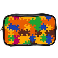 Retro colors puzzle pieces                                                                        Toiletries Bag (Two Sides) from ArtsNow.com Back