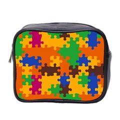 Retro colors puzzle pieces                                                                        Mini Toiletries Bag (Two Sides) from ArtsNow.com Front