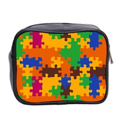 Retro colors puzzle pieces                                                                        Mini Toiletries Bag (Two Sides) from ArtsNow.com Back