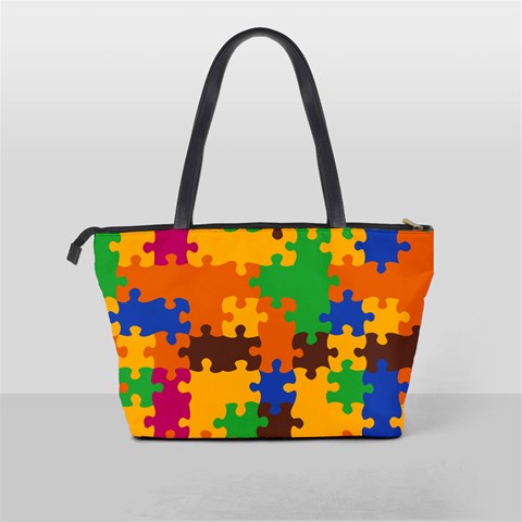 Retro colors puzzle pieces                                                                        Classic Shoulder Handbag from ArtsNow.com Back