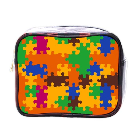 Retro colors puzzle pieces                                                                        Mini Toiletries Bag (One Side) from ArtsNow.com Front