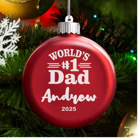 Personalized Dad Fathers Day Name LED Glass Round Ornament from ArtsNow.com Front