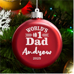 Personalized Dad Fathers Day Name LED Glass Round Ornament