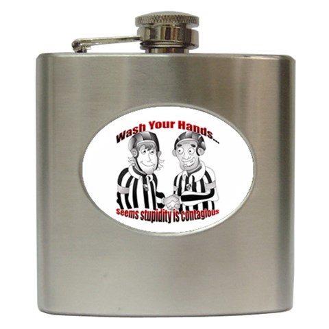 Wash Your Hands Hip Flask (6 oz) from ArtsNow.com Front