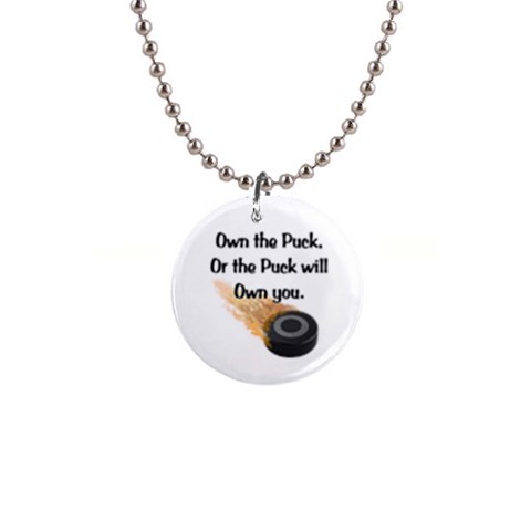 Own The Puck 1  Button Necklace from ArtsNow.com Front