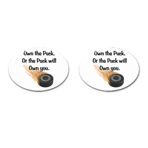 Own The Puck Cufflinks (Oval) from ArtsNow.com Front(Pair)