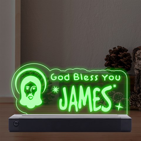 Personalized Name God Bless You LED Acrylic Message Display from ArtsNow.com Front