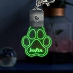 Personalized Dog Cat Pet Footprint Name LED Key Chain