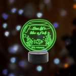 Personalized Text Fish Tank Remote LED Acrylic Message Display (Black Round Stand) 