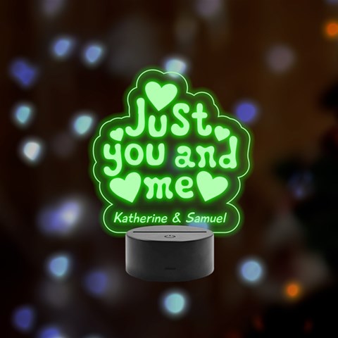 Personalized Name Just You and Me Remote LED Acrylic Message Display (Black Round Stand)  from ArtsNow.com Front