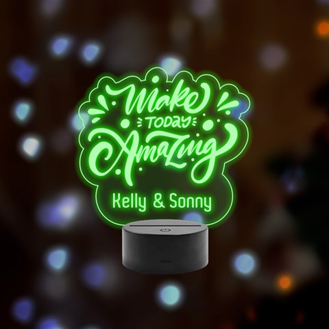 Personalized Name Make Today Amazing Remote LED Acrylic Message Display (Black Round Stand)  from ArtsNow.com Front