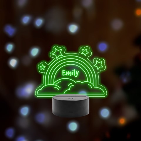 Personalized Name Raindow Remote LED Acrylic Message Display (Black Round Stand)  from ArtsNow.com Front