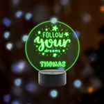 Personalized Name Circle Slogan Remote LED Acrylic Message Display (Black Round Stand) 