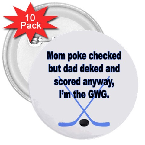 Boys GWG 3  Button (10 pack) from ArtsNow.com Front