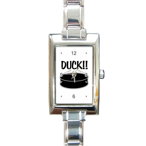 DUCK!! Rectangular Italian Charm Watch from ArtsNow.com Front