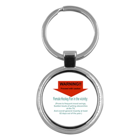 Female Hockey Fan Key Chain (Round) from ArtsNow.com Front