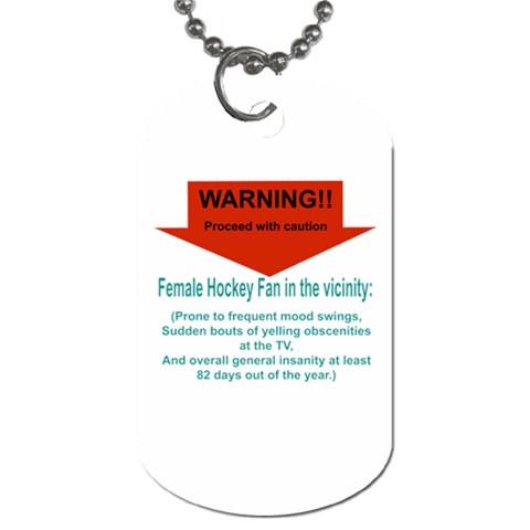 Female Hockey Fan Dog Tag (Two Sides) from ArtsNow.com Front